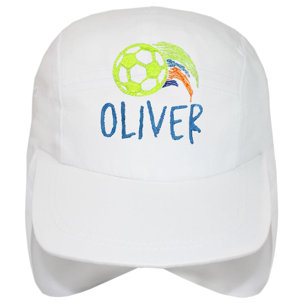 Teddyt's White Children's Personalised Neon Football Legionnaire Sun Hat (2-4 Years)