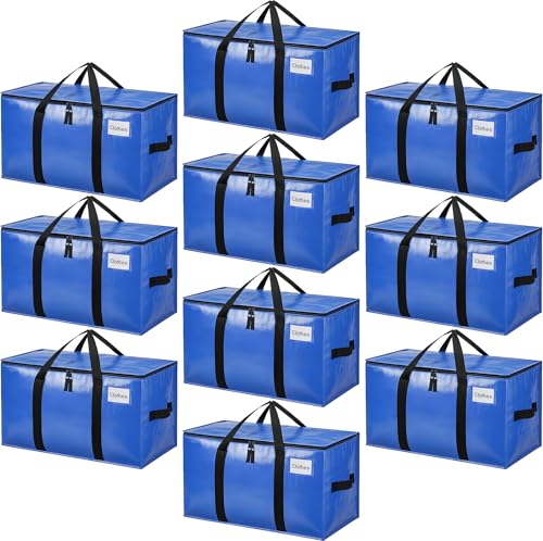 Image of BAGAIL Heavy Duty Moving Bags with Strong Handle, Extra Large Moving Boxes, Storage Tote for Clothes, College Moving Supplies(Blue, 10 Pack)