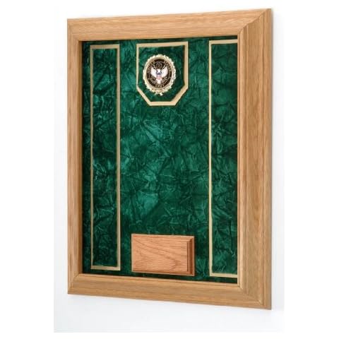 Medal and Award Wall Display Case - 16x20 - Shadow Box (Army Emblem / Green Velvet) Cover