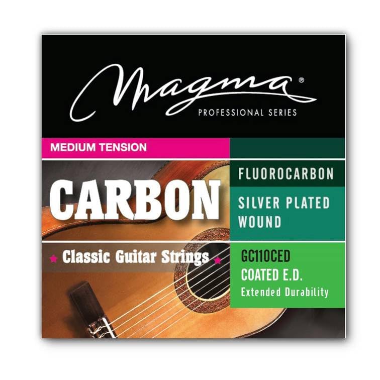 MAGMAClassical Guitar Strings - Medium Tension Fluorocarbon Nylon Trebles & Coated Silver Plated Copper Basses (GC110CED) - 1 Set