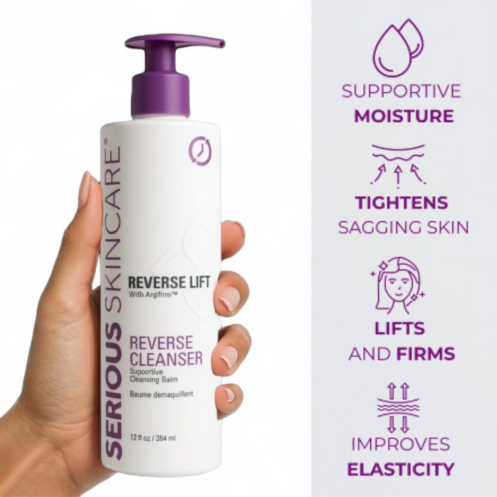 Serious Skincare Anti-Aging Reverse Lift Supportive Cleansing Balm, Hydrating Face Wash, Gentle Cleanser for Dry, Mature, Thin, Fragile Skin, Peptides - 12 Fl. Oz. - Image 6