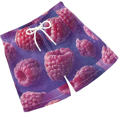 Pigsaly Boys Swim Trunks Blue Red Raspberry Berry Fruit Boys Board Shorts Swimsuit Swimwear Summer Bathing Suit 2T