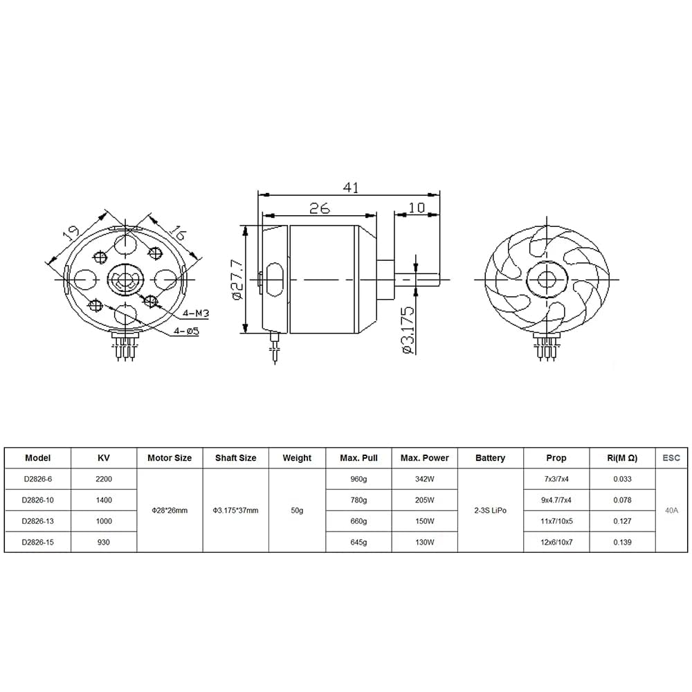 DYS D2826 1400KV Brushless Motor for RC Fixed-Wing/MultiCopter/Quadcopter/Multi-axis Aircraft 2