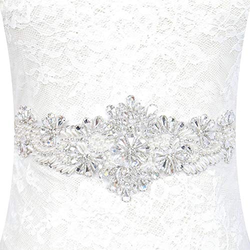 Pardecor Rhinestone Applique Wedding Bridal Sash Belt For Party Dress Crystal Beaded Women's sash for Bridesmaid Gowns(2025)