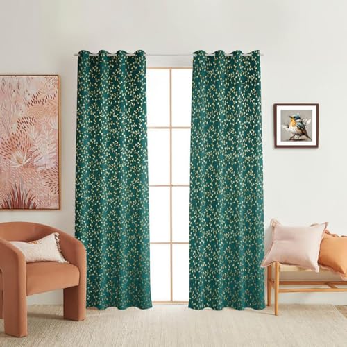 Image of Fabrilia Soft Velvet Printed Window Curtains for Living Room /Bedroom (5 Feet Long, Teal Blue, Pack of 1 Piece)