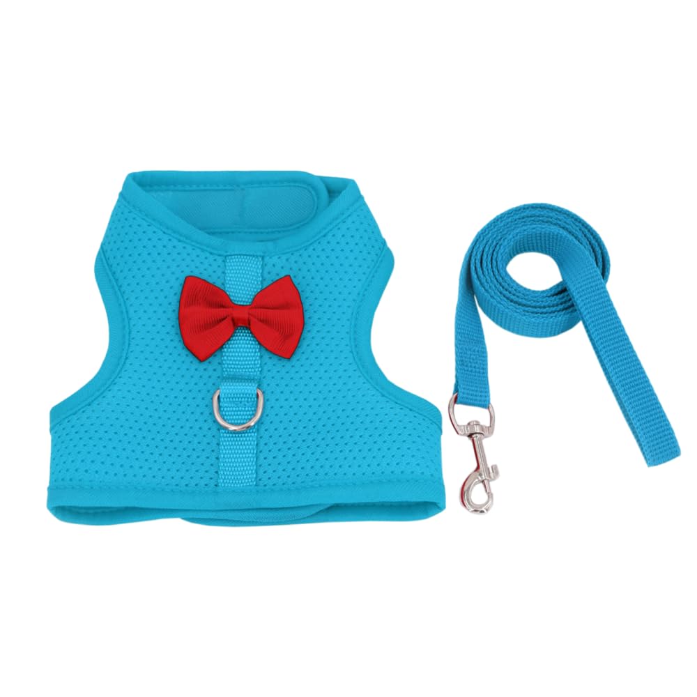 Harnais Laisse Lapin Réglable, Gilet Marche Lapin en Maille Respirante, Gilet Nœud Papillon Formel pour Lapin Chaton Cochon d'Inde Chinchillas