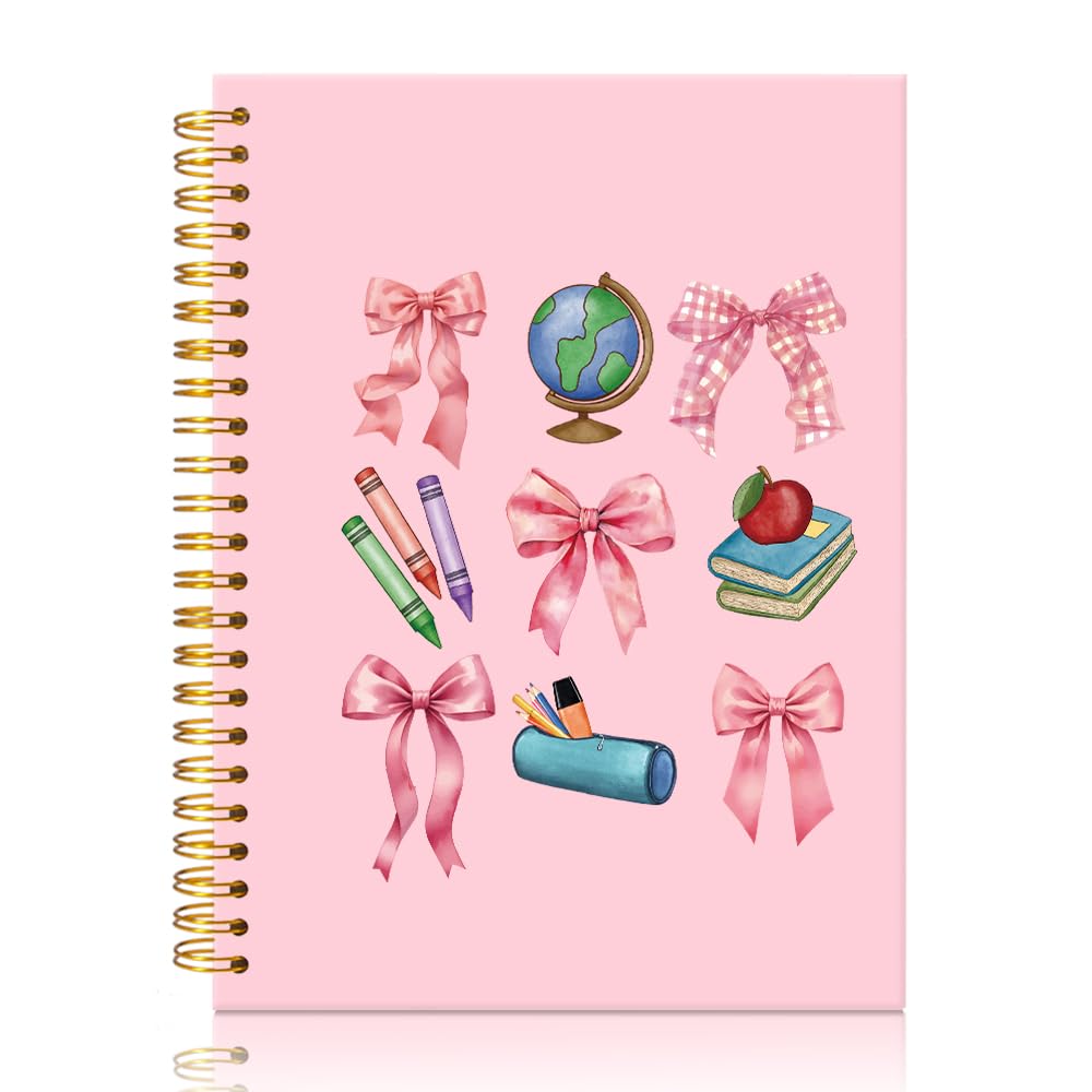 Mhfpl Pink Bow Spiral Journal Notebook for Women Teacher, Funny Notebook for Teachers, Appreciation Gifts for Educators, Teachers Day Back to School