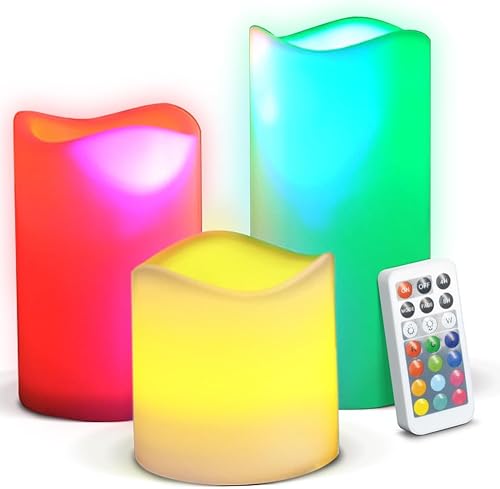Novelty Place Velas LED sin llama con control remoto de 3 juegos, [parpadeo real y color marfil real] Velas LED de pilares con control remoto y disponible en Yaxa Guatemala