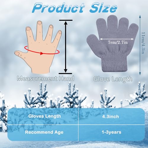 Image of ONESING 6 Pair Baby Gloves Toddler Gloves Toddler Winter Gloves Kids Gloves Winter Stretchy Knit Gloves for Kids Boys Girls