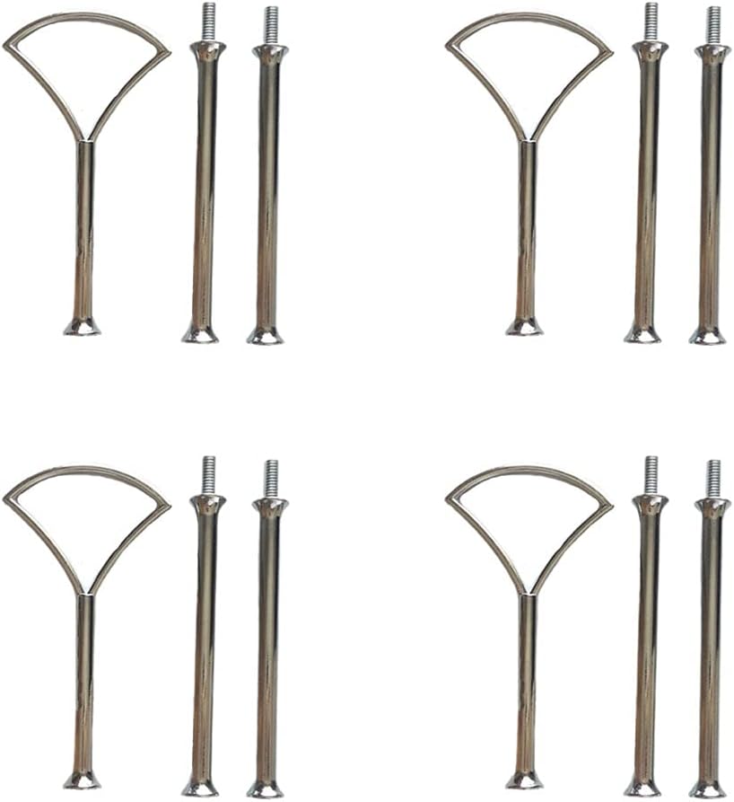 Carrittons 3 Tier Cupcake Stand Hardware, Cupcake Fruit Food Plate Stand Centre Handle, Fruit Plate Cake Stand for Dessert Fruit Cake Tray Stand Hardware Tea Party Wedding Decoration 4 Sets (Silver)