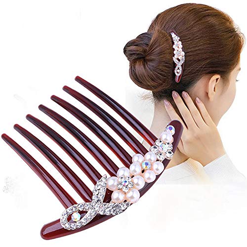 TOP SEWING Party Hair Side Combs Decorative Crystal Rhinestones Pearls Women Girl Flower Hair Pins Clips for Brides and Bridesmaids D