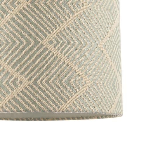 Sleek Duck Egg and Cream Geometric Designer Lamp Shade in Textured Jacquard Fabric | 30cm x 20cm | for Ceiling Pendant or Lamp Base by Happy Homewares - Image 5