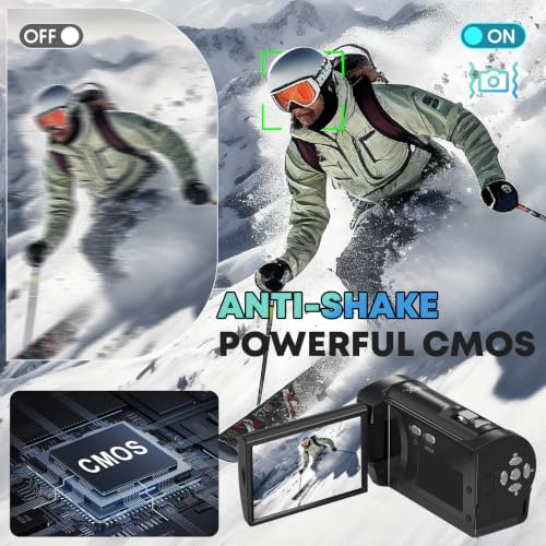 Image of 2.7K Video Camera Camcorder QHD 56MP YouTube Vlogging Camera | 16X Digital Zoom Camcorders Webcam with 32G SD Card 270 Degree Rotation Screen and 2 Batteries Recording While Charging