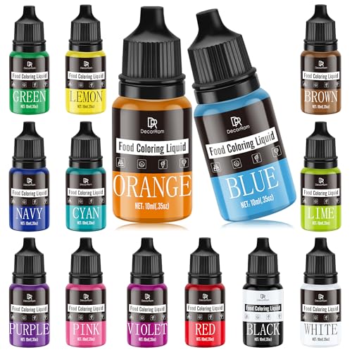Colorant Alimentaire - 14 x 10ml Colorant Alimentaire Liquide Concentré pour Gâteau, Cuisson, Glaçage, Fondant, Décoration - Colorants Alimentaires Vibrant...