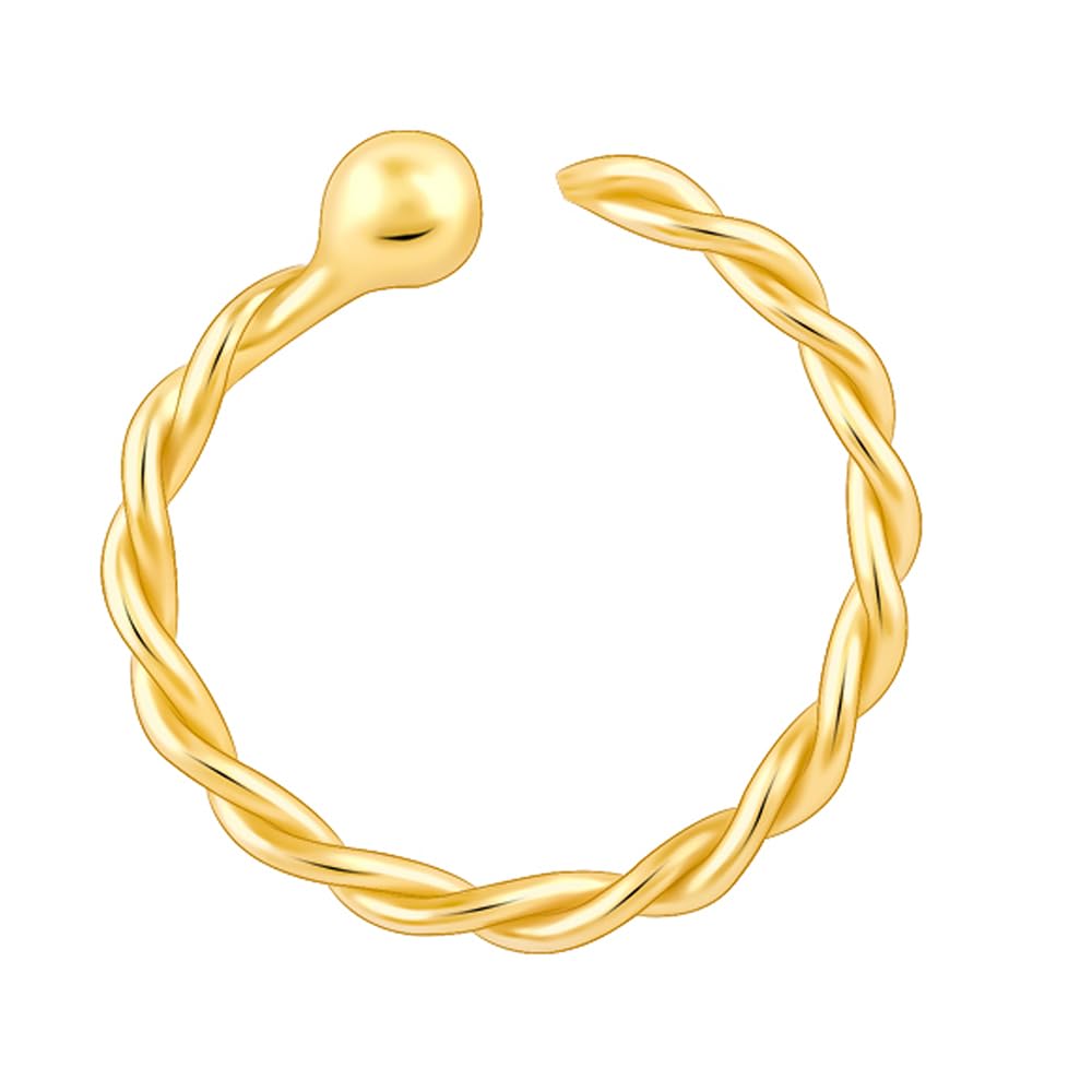 925 Silver Golden Twisted Nose Ring | Gifts for Women and Girls | With Certificate of Authenticity and 925 Stamp | 6 Month Warranty