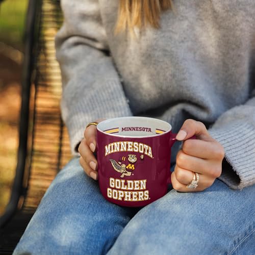 Image of Logo Brands NCAA Minnesota Golden Gophers 15 oz Stripe Coffee Mug - Vintage Team Logo, Inside Print & Stripes, Microwave & Dishwasher Safe- Great Gift For Fans & Alumni