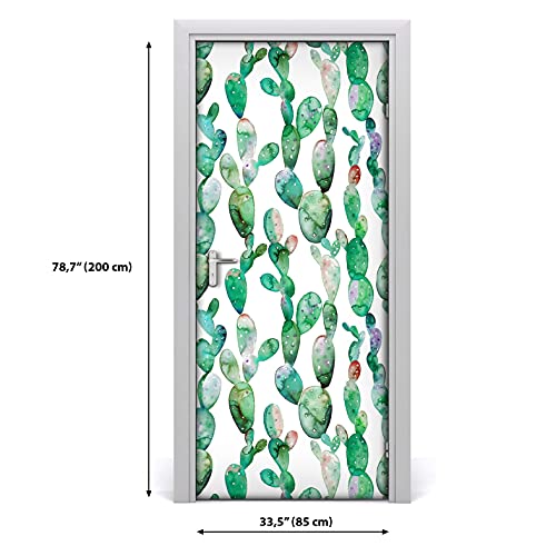 Vinilo para puerta cactus floral de 77x200 cm autoadhesivo impermeable 4