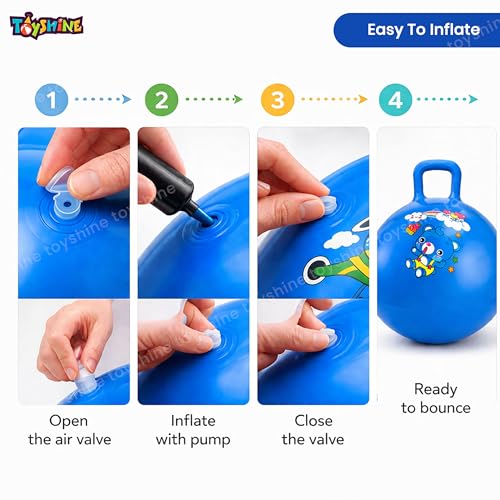 Image of Toyshine Hopper Ball 55cm for Kids Ages: 5+ Inflatable Hopping Balls Jumping Therapy Toys Sit and Bounce Ball with Handle - Blue