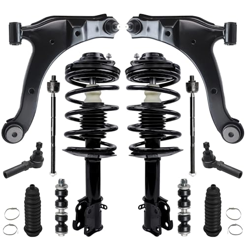 Image of Detroit Axle - Front 12pc Control Arms Kit for 2001-2010 Chrysler PT Cruiser, 2 Lower Control Arms 2 Struts 4 Tie Rods 2 Sway Bars 2 Boots & Bellows 2002 2003 2004 2005 2006 2007 2008 2009 Replacement