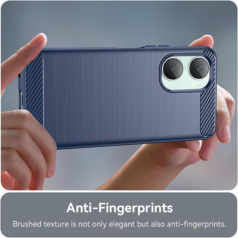 Image of NPRC Hybrid Ultra Slim Protective Case TPU Non-Slip Carbon Fiber Texture Shockproof Case Cover for Vivo Y18 - Blue