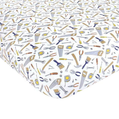 Image of Hudson Baby Unisex Baby Cotton Fitted Crib Sheet, Construction Work, One Size