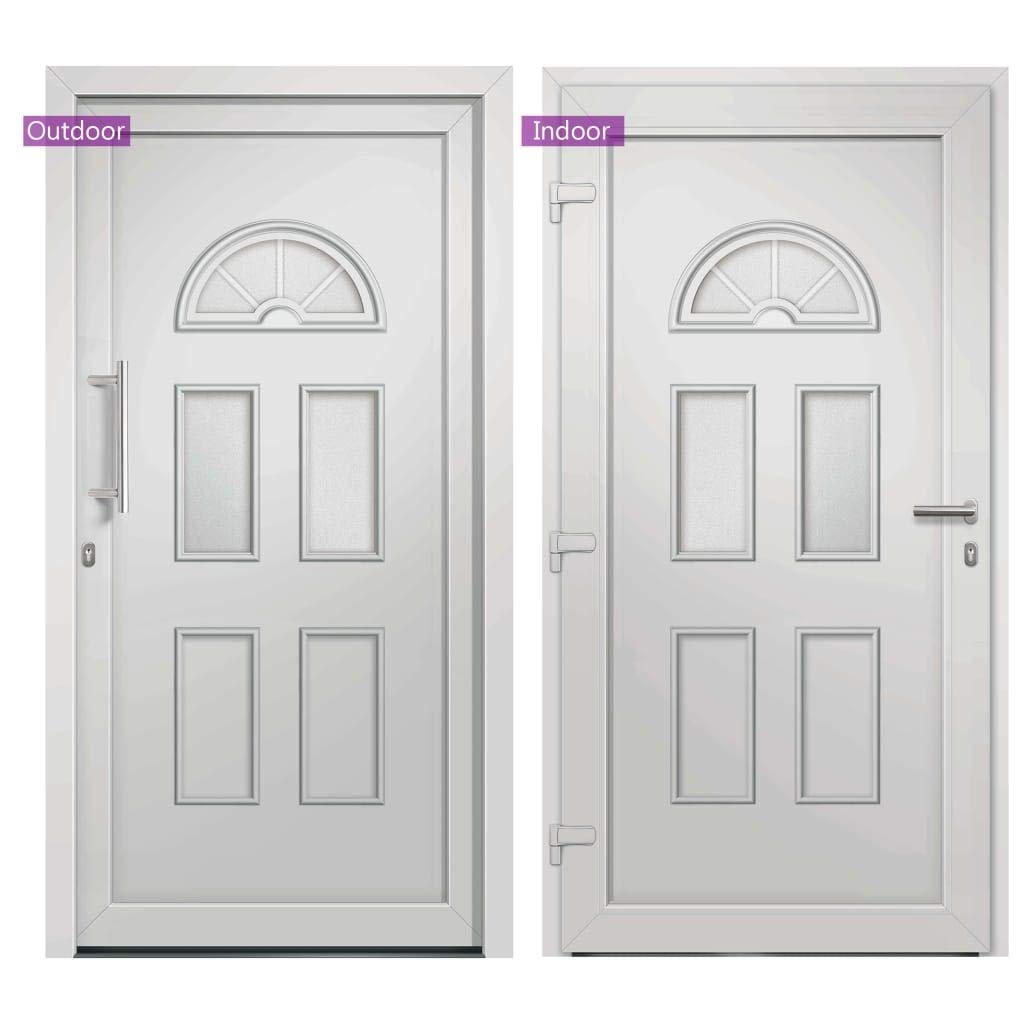 vidaXL Porta di Ingresso con Accessori Sicurezza Eleganza Entrata Casa Edifici Soglia Alluminio Rinforzi e Anima in Acciaio Bianca 98x198 cm