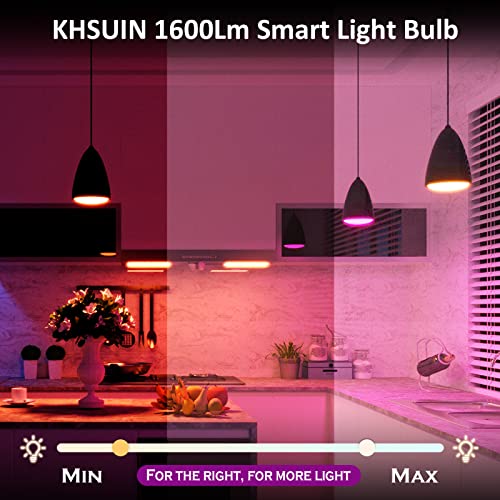 Khsuin Wifi Smart Light Bulbs,16W 150W Equivalent 1600Lumen Ultra Bright E26 A19 Smart Bulb Work With Alexa,Google No Hub Required,Dimmable Led Full Color Changing Alexa Light Bulb,2 Pack #TOP1