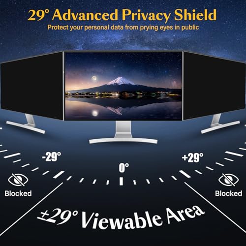 Image of Magnetic Computer Privacy Screen Filter 24 Inch for Frameless Monitor Thin Bezel 16:9 Widescreen, 24in Hanging Removable Anti Glare Blue Light Eye Protection Shield, Anti Spy Protector Panel