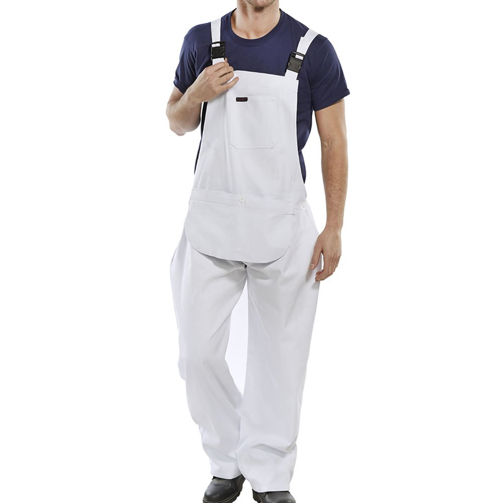 Colour: White | Size: 48" Waist - 4XL XXXXL | Use: Painters Decorators Dungarees Workwear Adults New
