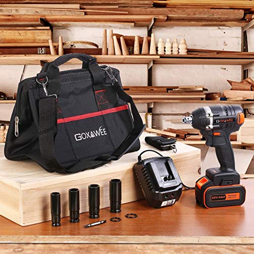 Cordless Impact Wrench - GOXAWEE 20V Electric Impact Driver (4.0Ah Battery, Brushless Motor, 1/2 & 1/4 Inch Quick Chuck, 2-Speed, Tool Bag) - High Torque Impact Kit for Home & DIY Project - Thumbnail 5
