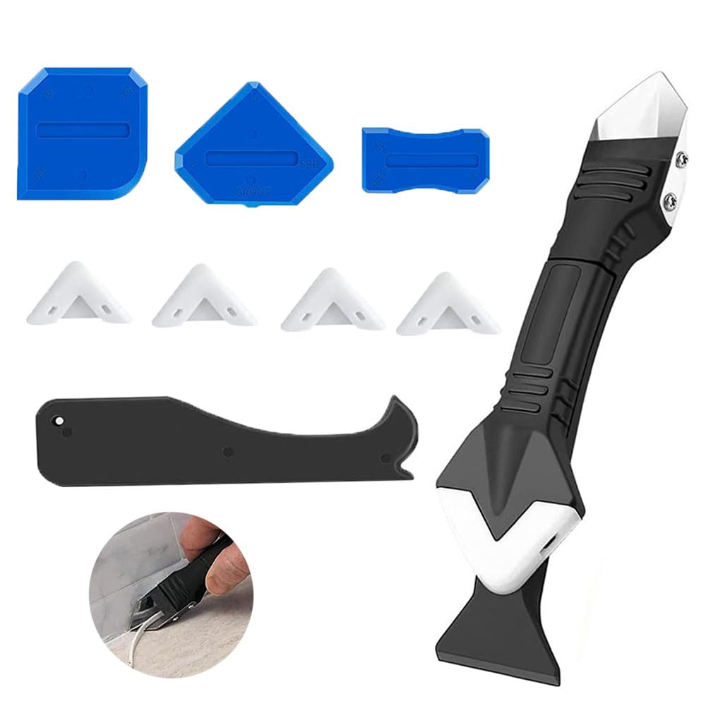 Kit Raschietto in Silicone 3 in 1, Kit di Strumento di Sigillante, 3-in-1 Strumento per Calafataggio, Strumenti per Calafataggio Rimozione Tira del Silicone per Silicone Sigillante