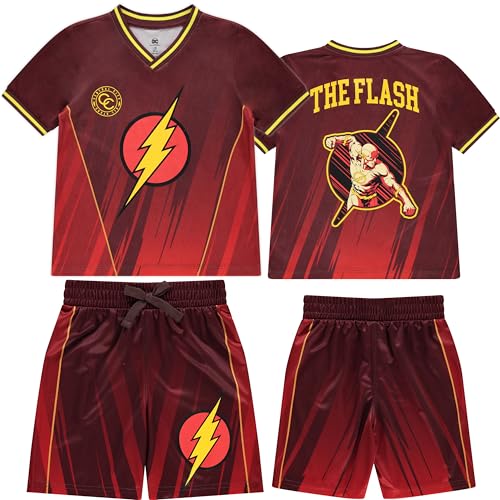 DC Comics Boys The Flash Soccer Mesh Jersey Tee & Short 2PC Set