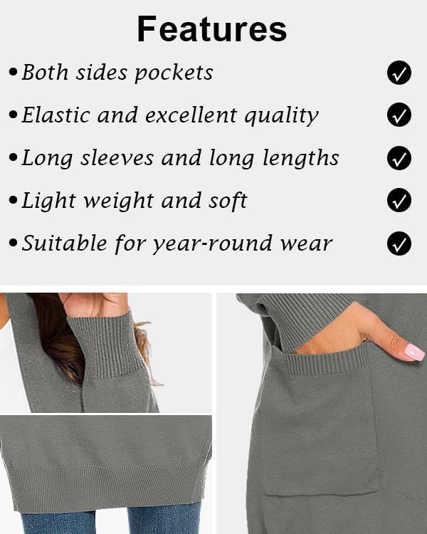 Anymiss Womens Oversized Long Sweater Cardigan with Pockets - Long Sleeve Knit Kimono S-3X - Image 5