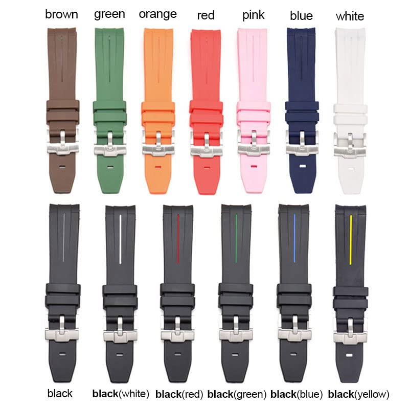 JDIME 20mm 22mm 21mm gumowy pasek do zegarka Rolex pasek do zegarka Akcesoria zamienne do zegarków dla mężczyzn, Wielokolorowe, 21mm