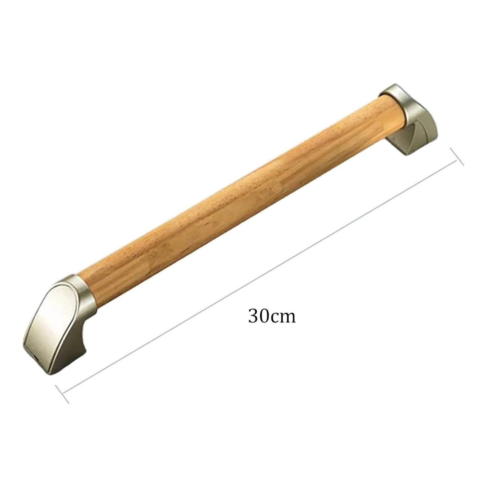 Holz Haltegriff 30 cm Sicherheitsgriff für Bad und Dusche Wandmontage | Stützgriff für Senioren und Menschen mit Behinderung Treppengeländer Handlauf Badezimmer Barrierefrei WC Griffleiste Küchenh