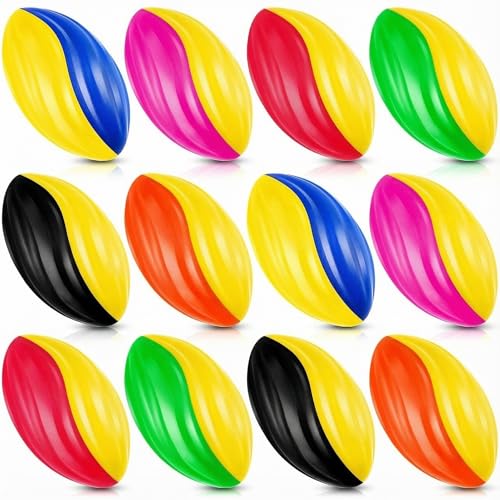 Image of Jerify Mini Footballs for Kids Spiral Foam Football Bulk 5 Inch Soft Small Waterproof Foam Ball Sports Birthday Toddler Football for Indoor and Outdoor Game (Fashion Color,12 Pcs)