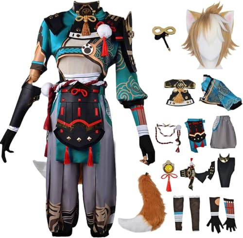 Mr.LQ Genshin Impact Gorou Cosplay Costume Complete Set with Wig Tails Genshin Gorou Cosplay Uniform Halloween Carnival Party Stage Performance Costume Mr.LQ Genshin Impact Gorou Cosplay Costume Complete Set with Wig Tails Genshin Gorou Cosplay Uniform Halloween Carnival Party Stage Performance Costume