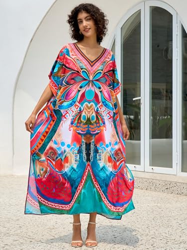 Image of NFVNKJ Women's Plus Size Beach Lounge Kaftan Maxi Dress Swimsuit Coverup for Women