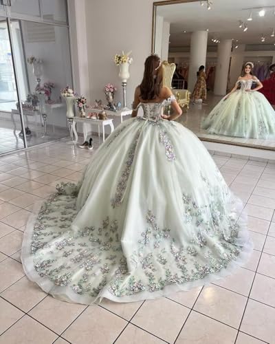 Off Shoulder Quinceanera Dresses with Sweep Train, Sweet 16 Dress Birthday Party Prom Ball Gown Wedding Dress2
