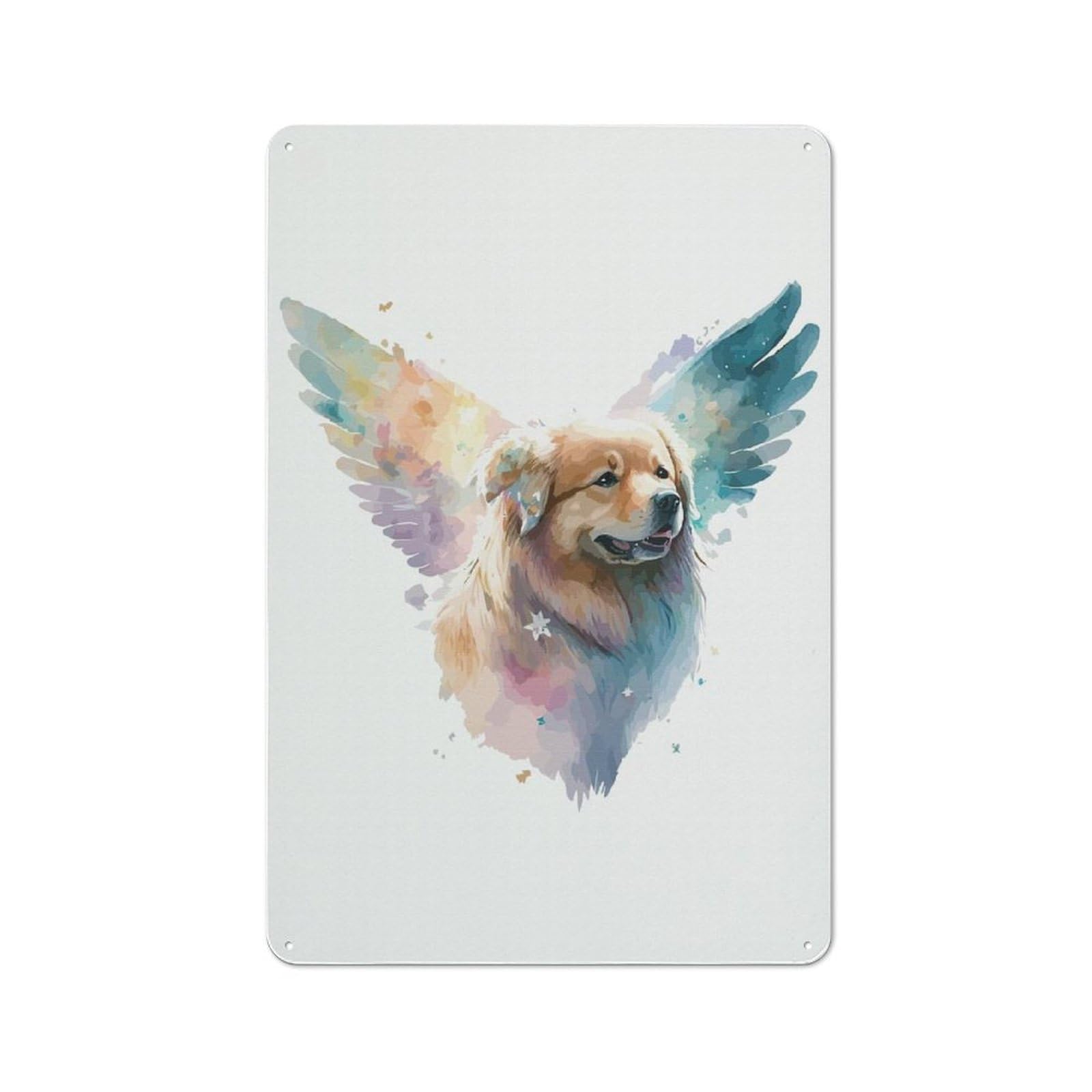 Junmoney Dogs In Watercolor Style Creative Metal Wall Decor 30X20cm, Metal Desk Wall Sign For Hobby Room, Office, Lounge Or Living Room