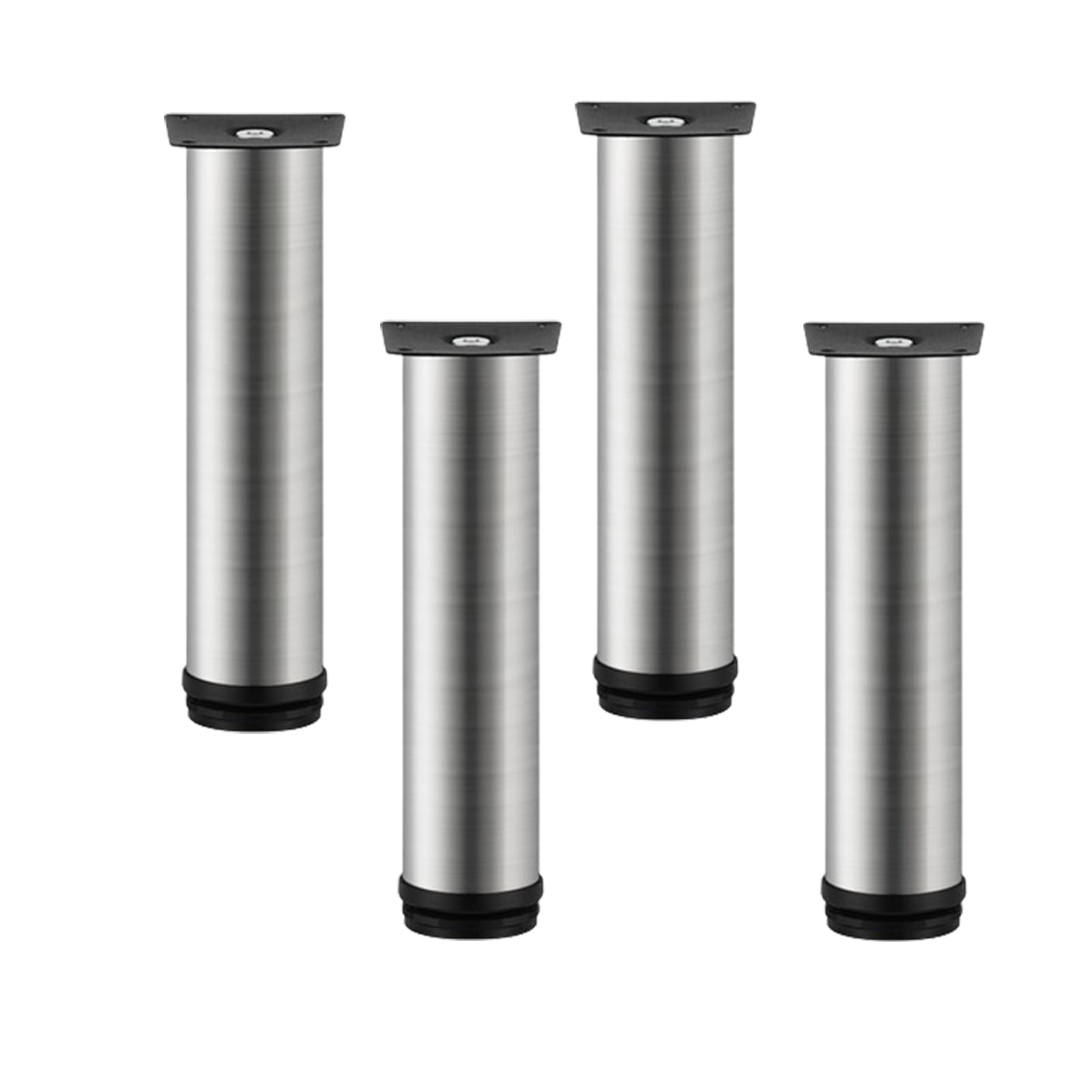 Juego de 4 patas para muebles, patas de armario regulables en altura, base de acero inoxidable, mesa redonda, soporte de cama para escritorio de cocina, color plateado, con tornillos (450 mm)