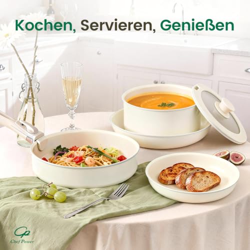 Chef Power 19-teilig Pfannenset Topfset mit abnehmbaren Griffen, Titan-Keramik-Antihaft Kochgeschirr Set, Pfanne 24/28cm… – Ansicht 8