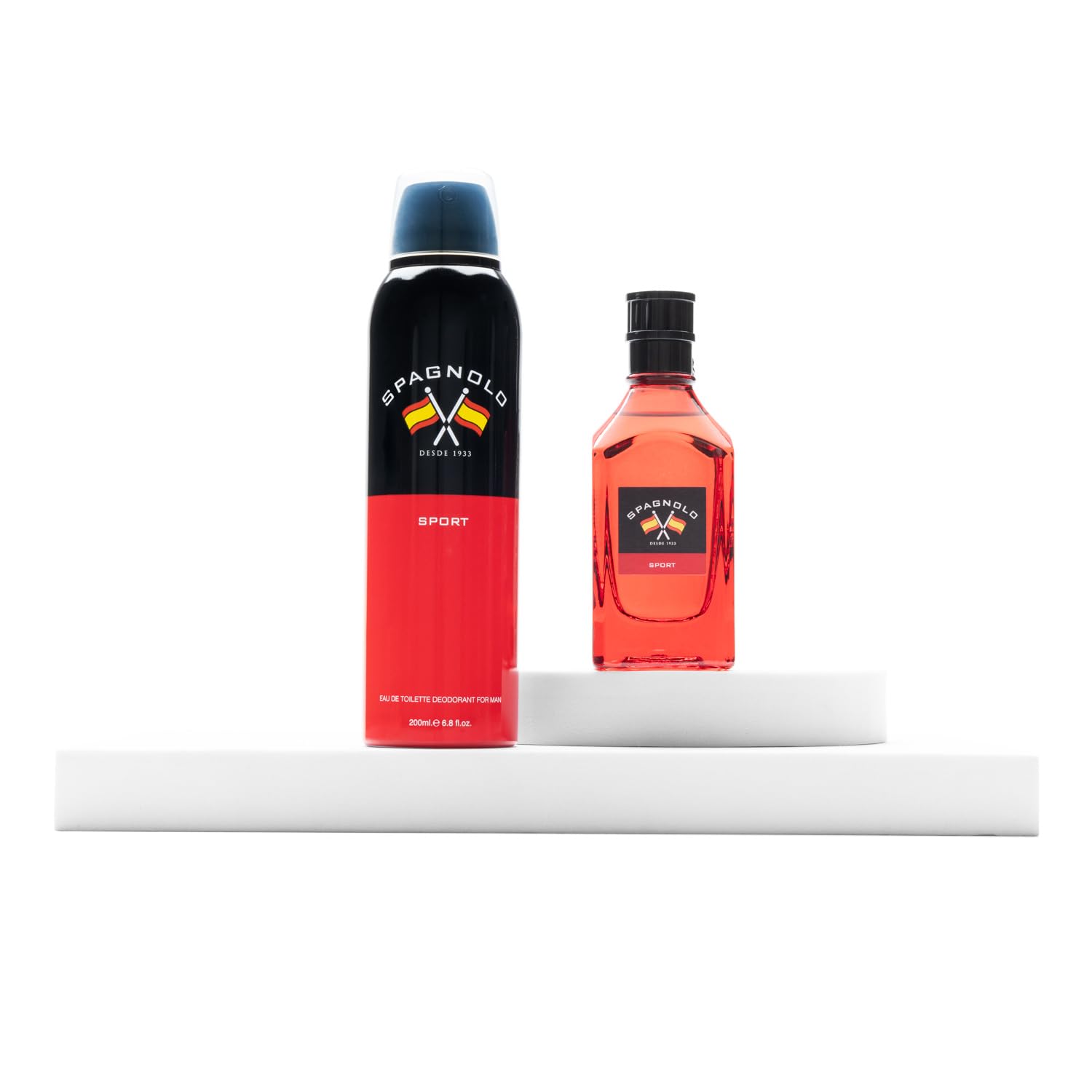 SPAGNOLO - Sport Colonia 75 ml + Desodorante en Spray 200 ml, Estuche de Regalo Hombre, Eau de Toilette Natural y Masculina, Aroma Amaderado Especiado, Fragancia Fresca, Enérgica y de Larga Duración
