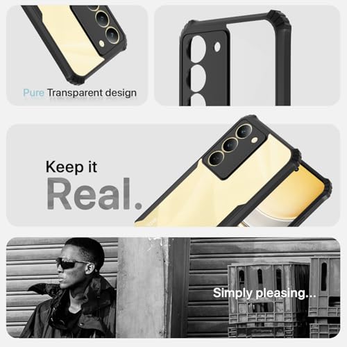 Image of Pikkme Crystal Clear Transparent Back Cover | Ultra Hyrbid | Full Camera Protection | Raised Edge | Bumper Case for Realme Narzo 80x 5G / Realme P3x 5G / Realme 14X 5G (Black)