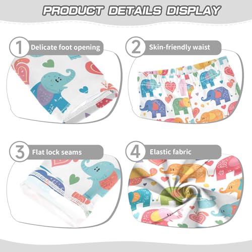 KLL Colorful Elephant Cartoon Toddler Baby Girl Basic Leggings Fashion Full Length Yoga Pants Exercise3