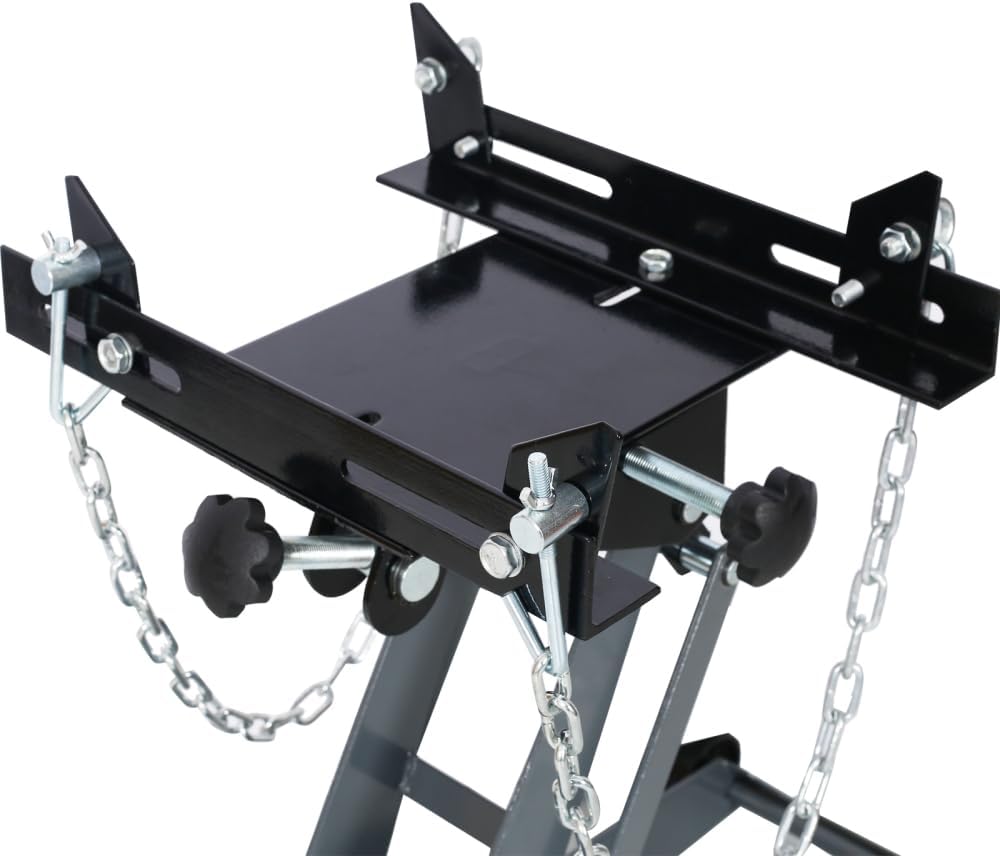 Transmission Jack, 1000 LBS High Lift Transmission Jack Adapter, Professional Hydraulic Hand Pump, Smooth Swivel Casters for Auto Repair & Maintenance (Light Gray)