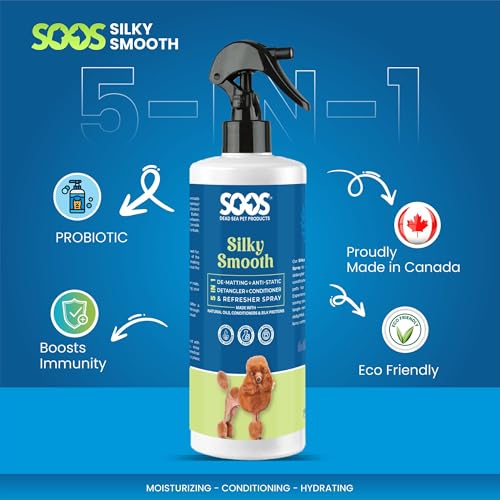 Image of Soos Pet Silky Smooth 5-in-1 Leave-On Conditioning Spray for Dog & Cat | Moisturizing, Anti-Itch, Softens Coat, Natural Ingredients | Pet Grooming Essentials - 500ml