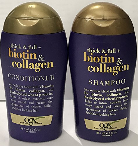 OGX Thick & Full Biotin & Collagen Shampoo and Conditioner Set 3 oz. Travel Size