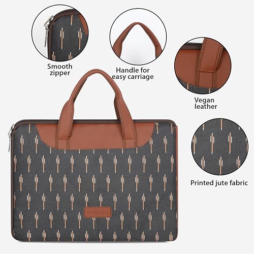 Tabelito Laptop Sleeve Bag 13" to 15.6 inch for Women Jute and Vegan Leather Office Everyday Handbags - Image 3