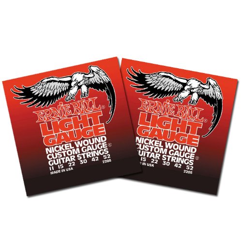Ernie Ball 2208 Custom Gauge Wound Lot de 2 paquets de cordes pour guitare électrique 11–52 - Les Beatles, Paul McCartney, John Lennon, RIngo Starr, George Harrison Ernie Ball 2208 Custom Gauge Wound Lot de 2 paquets de cordes pour guitare électrique 11–52